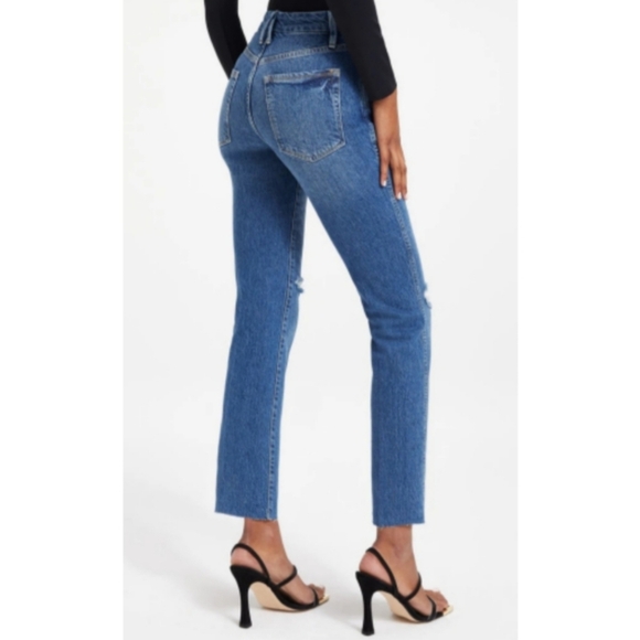 Good American good good curve straight leg distressed jeans size 25 - Picture 2 of 9